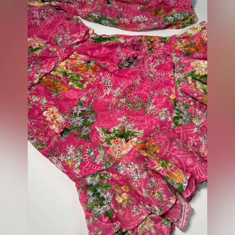 Hemant and Nandita One Shoulder Floral Belted Mini Dress Size Small - Picture 10 of 11